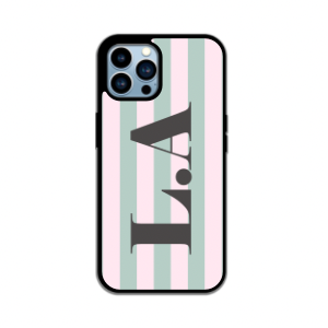 Striped initals IPhone Case in Candy Cane