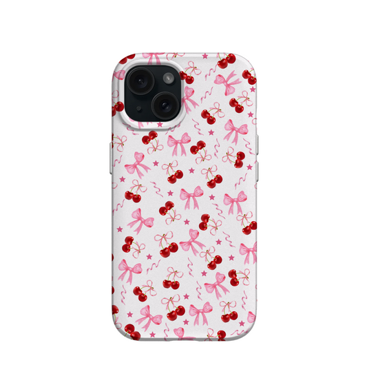 Coquette inspired Cherry and ribbon iPhone case