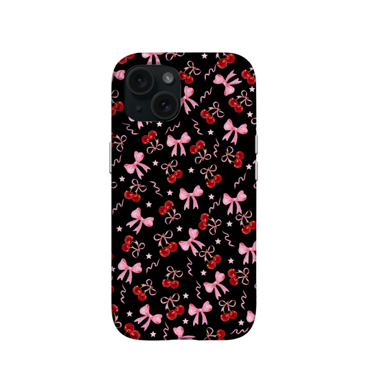 Coquette inspired Black Cherry and ribbon iPhone case