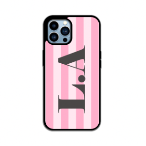 Striped initals IPhone Case in Pink