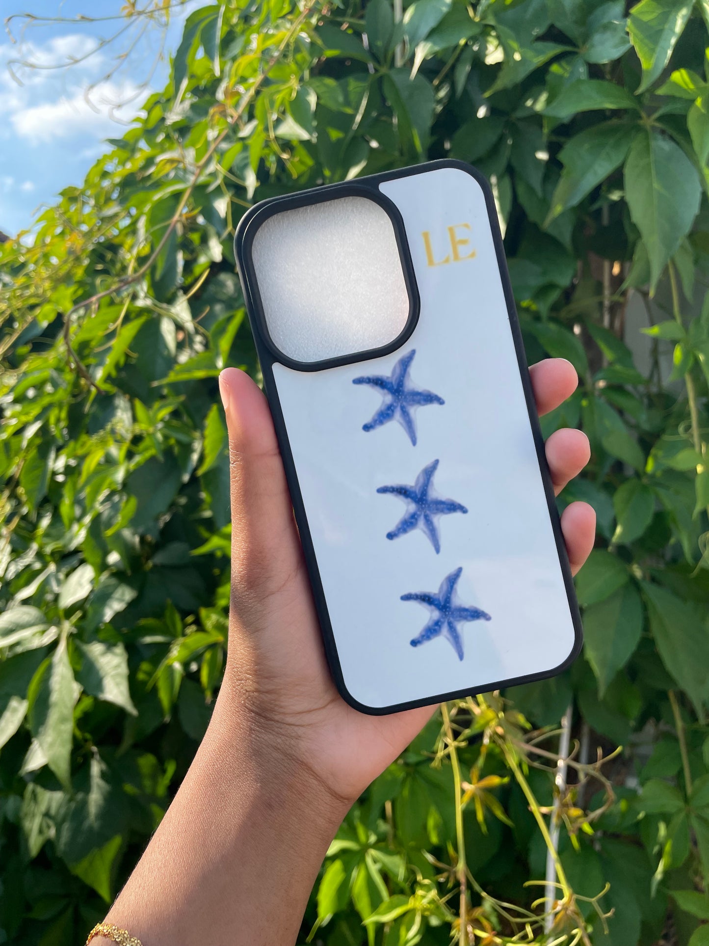 Blue starfish with Custom initials Phone case