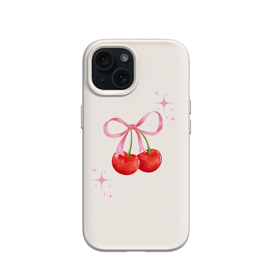 Coquette inspired Pink Cherry Ribbon iPhone case