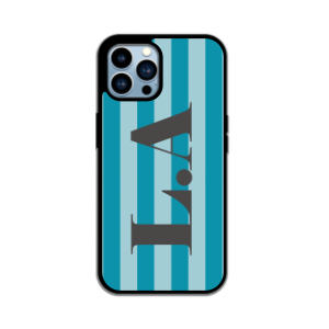 Striped initals IPhone Case in Teal