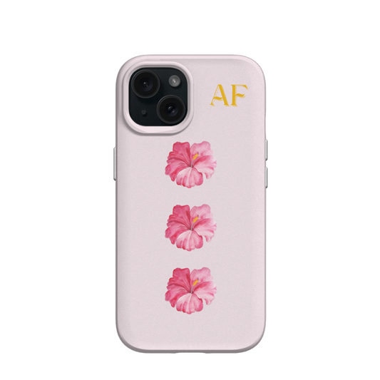 Pastel Pink Flower with Custom initials Phone case