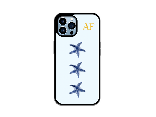 Blue starfish with Custom initials Phone case