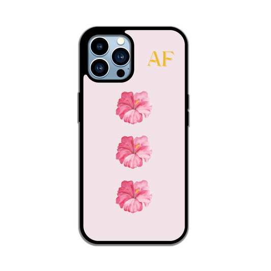 Pastel Pink Flower with Custom initials Phone case