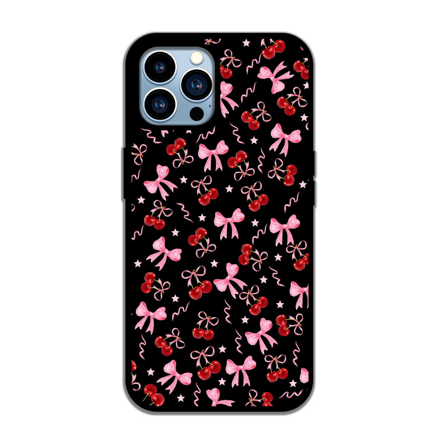 Coquette inspired Black Cherry and ribbon iPhone case